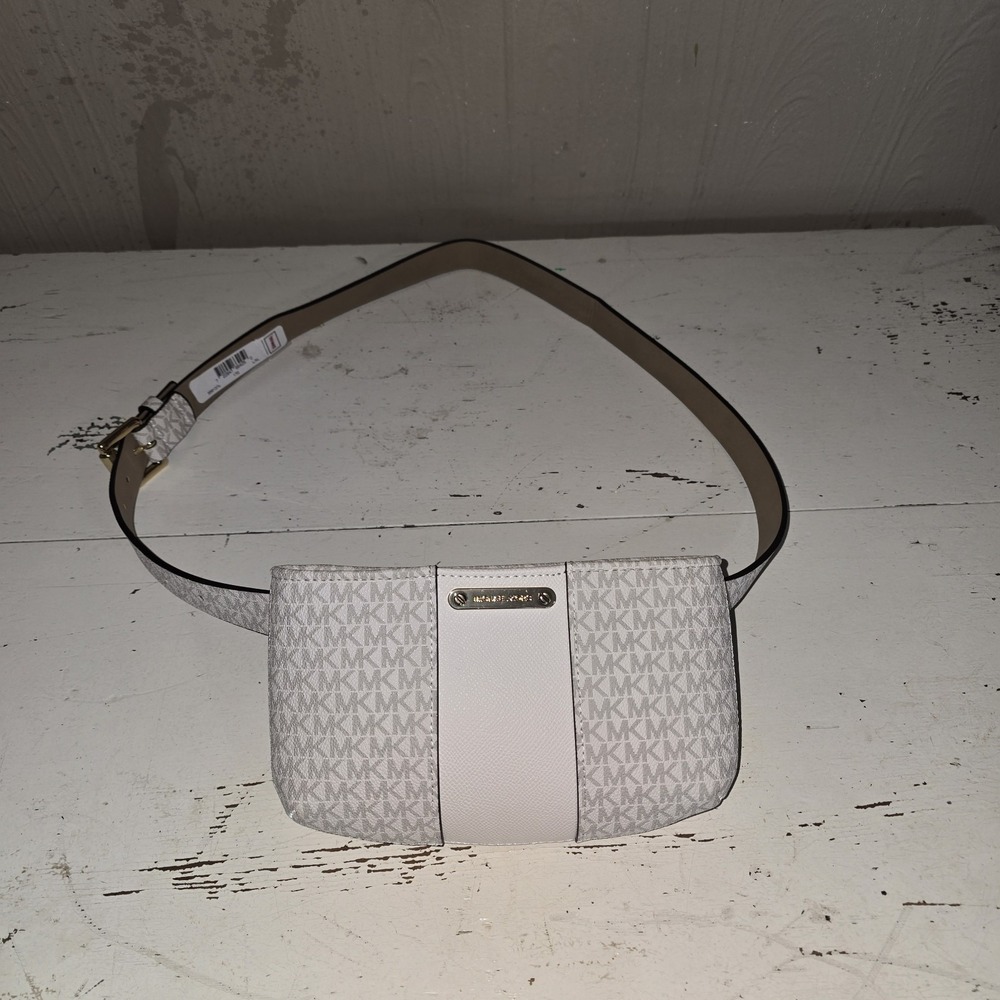 Michael Kors ~ L/XL Fanny Pack Off White & gray With Gold Hardware - NEW - Picture 2 of 6